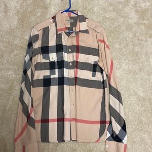 Burberry Beige and Black Check Dress Shirt